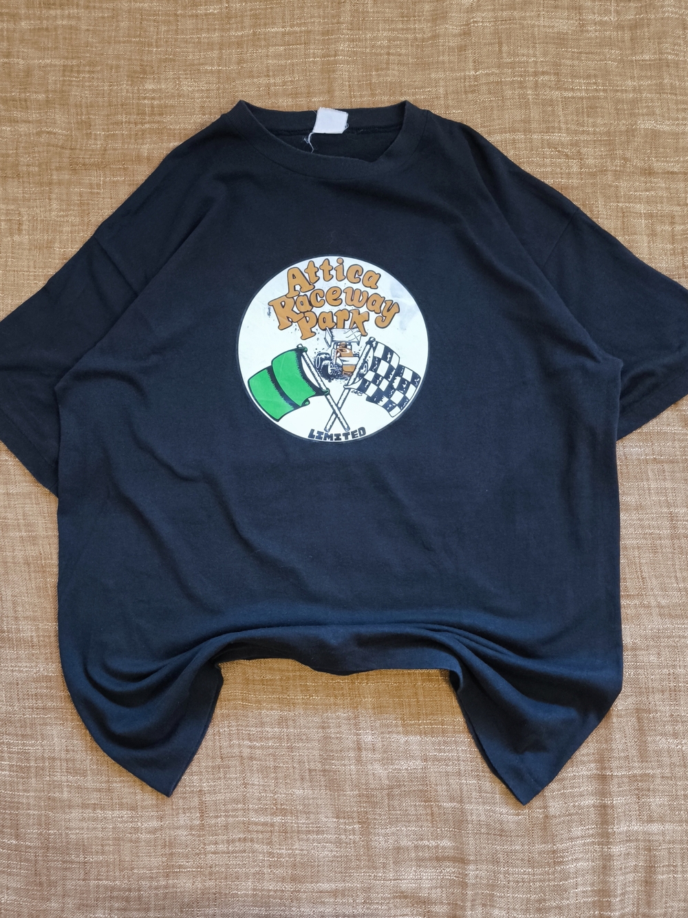 Single Stich Vintage Attica Race Track Black Raceway Park Graphic Tee Size XL